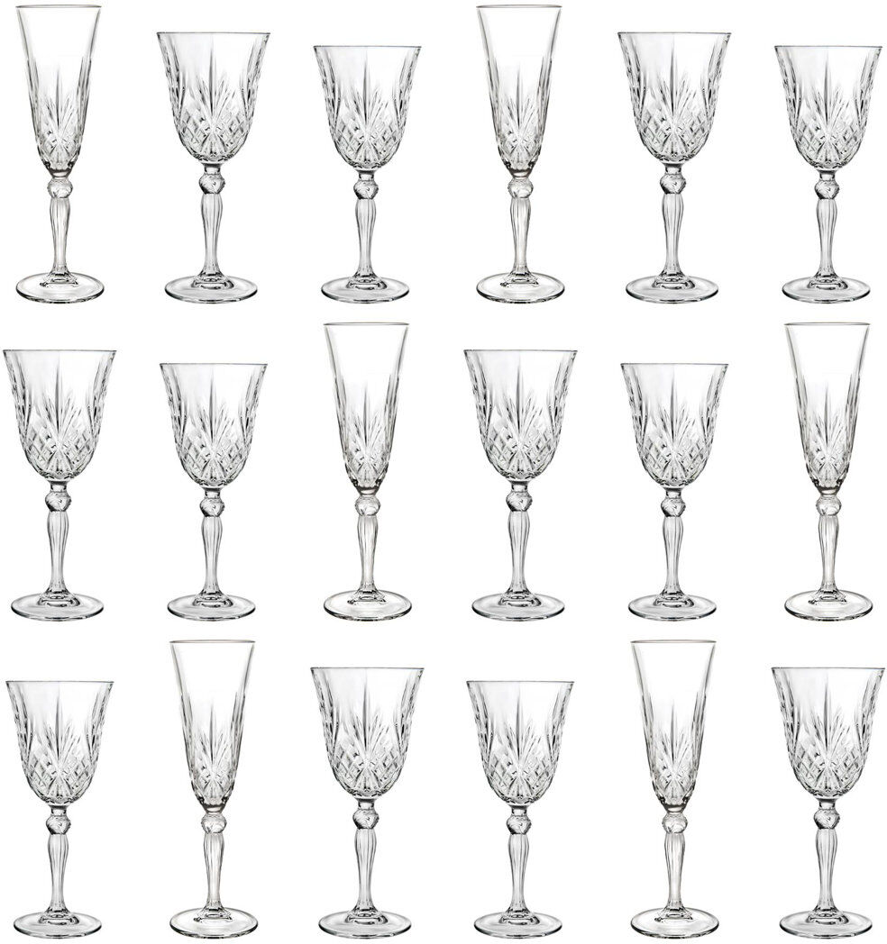 RCR Melodia 18 - Piece Glass Assorted Glassware Set Clear