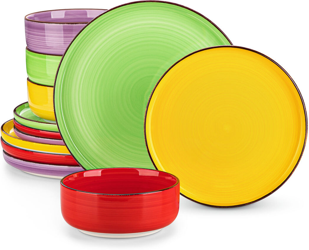 Vancasso 12 Piece Stoneware Dinnerware Set - Service for 4 Yellow/Green/Red/Purple 12
