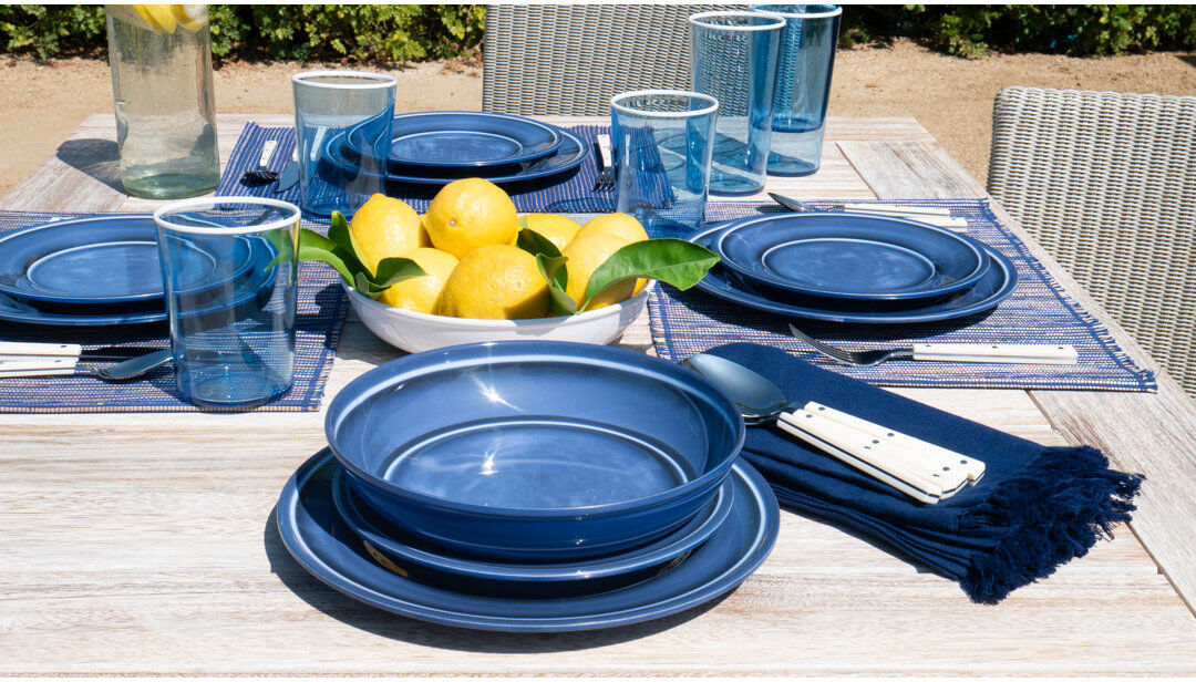 Breakwater Bay Madison 18 Piece Dinnerware set, 6 Dinner Plates, 6 Salad Plates, 6 Bowls, Microwave Safe, Dishwasher Safe, Durable - Blue & White Color Blue 6
