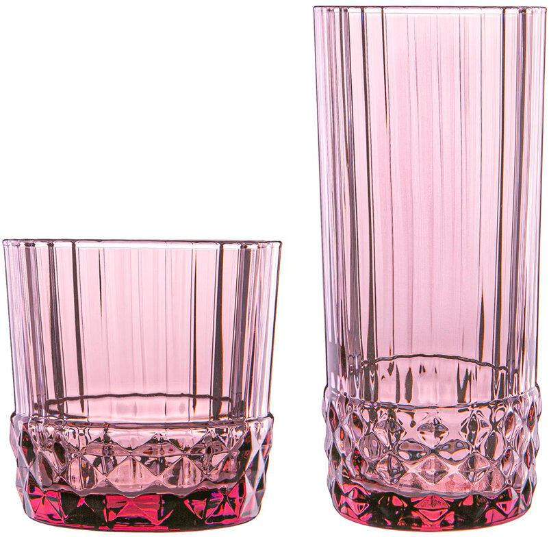 Bormioli Rocco America '20s Large Glassware Set - 370ml, 490ml - 12pc Pink 490ml