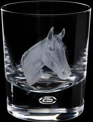 Royal Brierley Hand Engraved Horse 30ml Crystal Whisky Glass Royal Brierley  - Size: 14cm H X 12cm W X 12cm D Royal Brierley Hand Engraved Horse 30ml Crystal Whisky Glass Royal Brierley  - Size: 14cm H X 12cm W X 12cm D