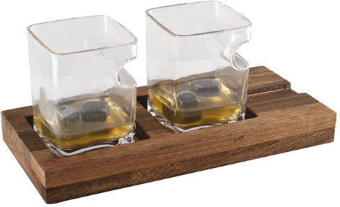 Aulica Whiskey Glass with Wooden Tray Aulica Set Size: 2  - Size: Aulica Whiskey Glass with Wooden Tray Aulica Set Size: 2  - Size: