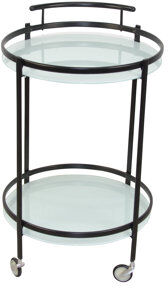 Ebern Designs Hub Serving Cart Ebern Designs Frame Colour: Black, Top Colour: Frosted Glass  - Size: 70 cm H x 45.7 cm W Ebern Designs Hub Serving Cart Ebern Designs Frame Colour: Black, Top Colour: Frosted Glass  - Size: 70 cm H x 45.7 cm W