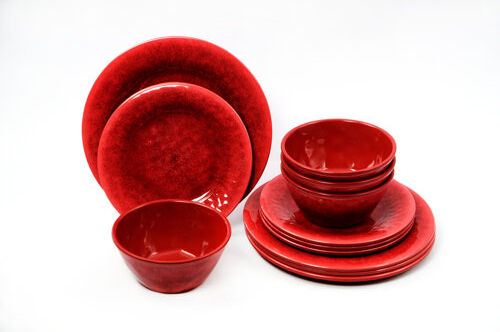 Tar Hong Potter Reactive 12 Piece Melamine Dinnerware Set, Service for 4 Tar Hong Colour: Red Tar Hong Potter Reactive 12 Piece Melamine Dinnerware Set, Service for 4 Tar Hong Colour: Red