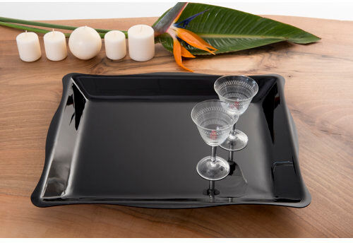 Symple Stuff Leticia Serving Tray Symple Stuff Size: 4cm H x 51cm W x 41cm D, Finish: Black  - Size: 66.04cm H x 45.72cm W x 3.81cm D Symple Stuff Leticia Serving Tray Symple Stuff Size: 4cm H x 51cm W x 41cm D, Finish: Black  - Size: 66.04cm H x 45.72cm W x 3.81cm D