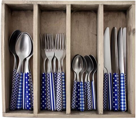 August Grove Minchinhampton 24 Piece 18/10 Stainless Steel Cutlery Set, Service for 6 August Grove Colour: Blue/White  - Size: 66.04cm H x 45.72cm W x 1.91cm D