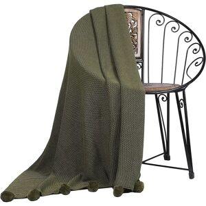 Brambly Cottage Silberman Knitted 100% Cotton Throw green/black/brown 130.0 H x 150.0 W cm
