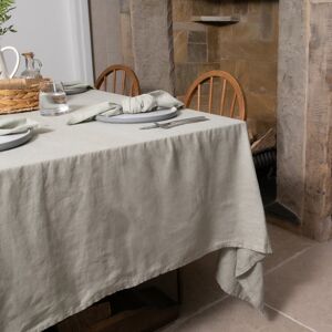 Ebern Designs Elegant White Pure Linen Tablecloth Grey 300cm D X 180cm L Ebern Designs Elegant White Pure Linen Tablecloth Grey 300cm D X 180cm L