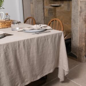 Ebern Designs Elegant White Pure Linen Tablecloth Cream 300cm D X 180cm L Ebern Designs Elegant White Pure Linen Tablecloth Cream 300cm D X 180cm L