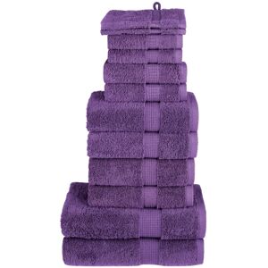Ebern Designs Premium Towel Set SOLUND 600 Gsm Purple Washcloth;Hand Towel;Bath Towel Ebern Designs Premium Towel Set SOLUND 600 Gsm Purple Washcloth;Hand Towel;Bath Towel