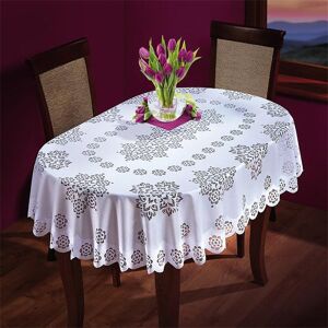 Fleur De Lis Living Oval Tablecloth White (130Cm X 170Cm) Fleur De Lis Living Oval Tablecloth White (130Cm X 170Cm)