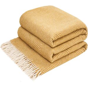 17 Stories Merino Wool Blanket Gurekam Yellow 140cm W X 200cm L 17 Stories Merino Wool Blanket Gurekam Yellow 140cm W X 200cm L