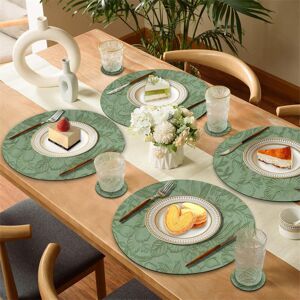 17 Stories Alynn Faux Leather Placemat And Coaster Set Black/Green 34cm W X 34cm L X 0cm D 17 Stories Alynn Faux Leather Placemat And Coaster Set Black/Green 34cm W X 34cm L X 0cm D