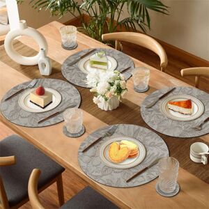 17 Stories Alynn Faux Leather Placemat And Coaster Set Black/Grey 34cm W X 34cm L X 0cm D 17 Stories Alynn Faux Leather Placemat And Coaster Set Black/Grey 34cm W X 34cm L X 0cm D