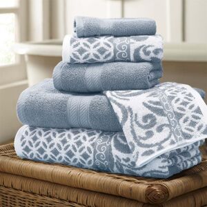 Lark Manor 100% Cotton Bath Towels - Set of 6 Blue Washcloth;Hand Towel;Bath Towel Lark Manor 100% Cotton Bath Towels - Set of 6 Blue Washcloth;Hand Towel;Bath Towel