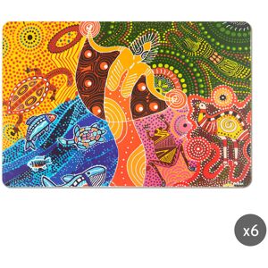 Excelsa Aboriginal Set Of 6 Placemats Multicolor 28.5cm W X 43.5cm L Excelsa Aboriginal Set Of 6 Placemats Multicolor 28.5cm W X 43.5cm L