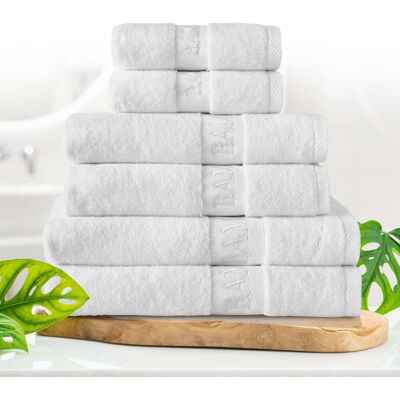 GC GAVENO CAVAILIA 6-Piece Bamboo Cotton Towel Bale Set – Super Soft, Ultra-Absorbent Family Pack Towels with 2 Bath, 2 Hand, 2 Washcloths White Bath Sheet;Hand Towel;Bath Towel GC GAVENO CAVAILIA 6-Piece Bamboo Cotton Towel Bale Set – Super Soft, Ultra-Absorbent Family Pack Towels with 2 Bath, 2 Hand, 2 Washcloths White Bath Sheet;Hand Towel;Bath Towel