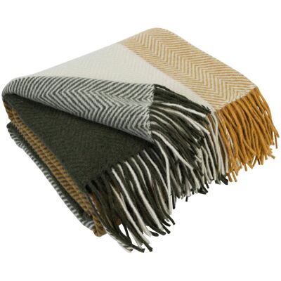 17 Stories Merino Wool Blanket Gurekam Yellow/Green 140cm W X 200cm L 17 Stories Merino Wool Blanket Gurekam Yellow/Green 140cm W X 200cm L