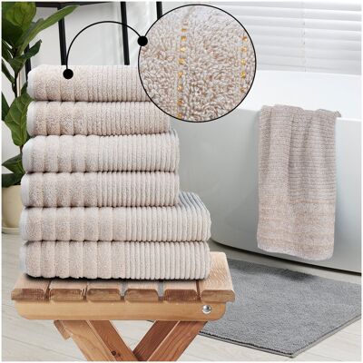GC GAVENO CAVAILIA 6 Pack Hotel Quality Cotton Towel Set Soft, Thick, Absorbent Family Towels Pack with 2 Bath, 2 Hand, 2 Washcloths Natural Bath Towel;Hand Towel;Bath Sheet GC GAVENO CAVAILIA 6 Pack Hotel Quality Cotton Towel Set Soft, Thick, Absorbent Family Towels Pack with 2 Bath, 2 Hand, 2 Washcloths Natural Bath Towel;Hand Towel;Bath Sheet
