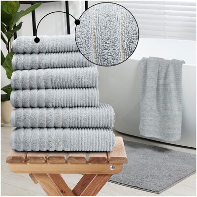 GC GAVENO CAVAILIA 6 Pack Hotel Quality Cotton Towel Set Soft, Thick, Absorbent Family Towels Pack with 2 Bath, 2 Hand, 2 Washcloths Silver Bath Sheet;Hand Towel;Bath Towel GC GAVENO CAVAILIA 6 Pack Hotel Quality Cotton Towel Set Soft, Thick, Absorbent Family Towels Pack with 2 Bath, 2 Hand, 2 Washcloths Silver Bath Sheet;Hand Towel;Bath Towel