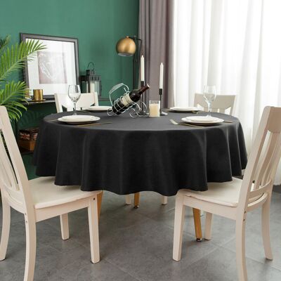 Ebern Designs 180cm Round Faux Linen Tablecloth, Water-Resistant, Spill-Proof, Wipeable Polyester for Dining & Buffet Black 70.9cm D X 180cm L Ebern Designs 180cm Round Faux Linen Tablecloth, Water-Resistant, Spill-Proof, Wipeable Polyester for Dining & Buffet Black 70.9cm D X 180cm L