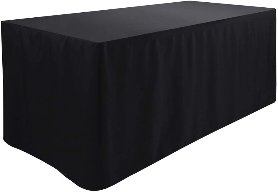 Symple Stuff Fitted 100% Polyester Tablecloth Premium Qualitytable Cover 4 Feet Diameter Black 76.2cm W x 243.84cm L
