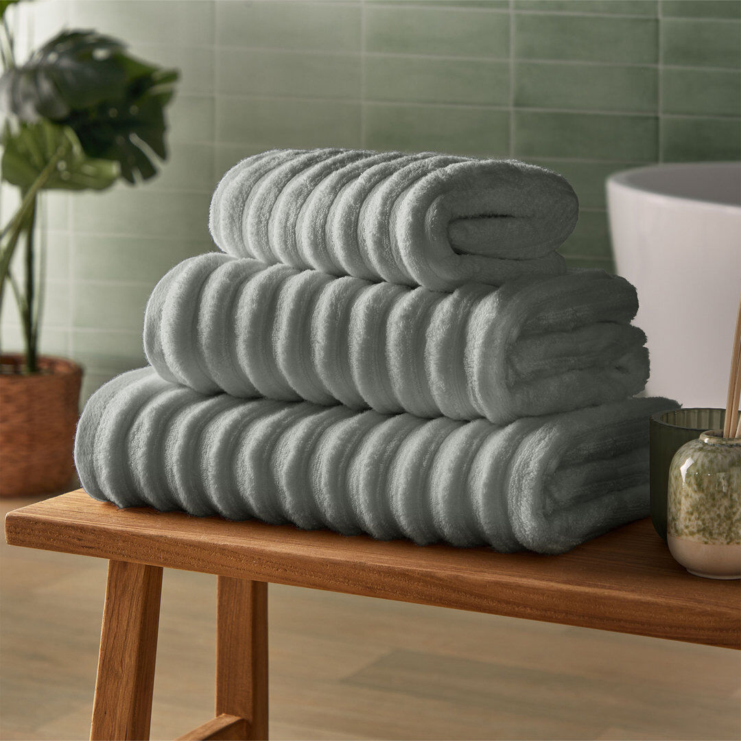 Silentnight Ribbed Pure Cotton Towels Green Bath Sheet;Hand Towel;Bath Towel