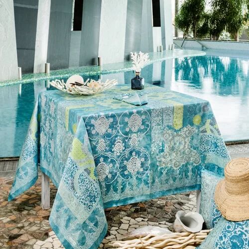 Beauville Rialto Tablecloth Beauville Size: 240 cm L x 170 cm W, Colour: Turquoise  - Size: 108cm H X 47cm W X 50cm D