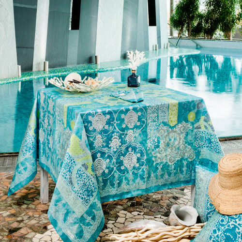 Beauville Rialto Tablecloth Beauville Size: 240 cm L x 170 cm W, Colour: Turquoise  - Size: 108cm H X 47cm W X 50cm D Beauville Rialto Tablecloth Beauville Size: 240 cm L x 170 cm W, Colour: Turquoise  - Size: 108cm H X 47cm W X 50cm D