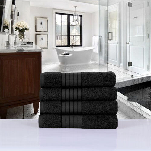 Brayden Studio Anitta 4 Piece Chemical-free and sustainable Quick Dry Bath Towel Same-Size Bale Brayden Studio Colour: Black 45cm H X 120cm W X 60cm D Brayden Studio Anitta 4 Piece Chemical-free and sustainable Quick Dry Bath Towel Same-Size Bale Brayden Studio Colour: Black 45cm H X 120cm W X 60cm D
