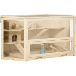 PawHut Hamster Cage brown/white 55.0 H x 115.0 W x 60.0 D cm