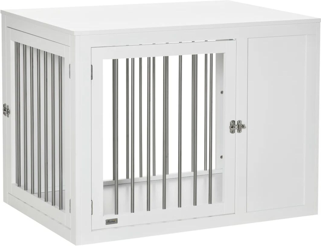 PawHut Dog Pet Crate brown/white 79.3 H x 107.0 W x 71.3 D cm