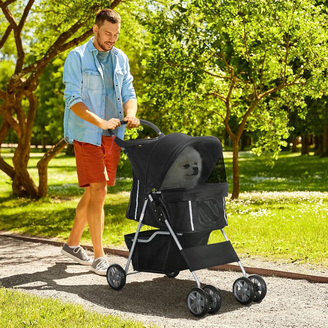 PawHut Pet Stroller black 97.0 H x 75.0 W x 45.0 D cm