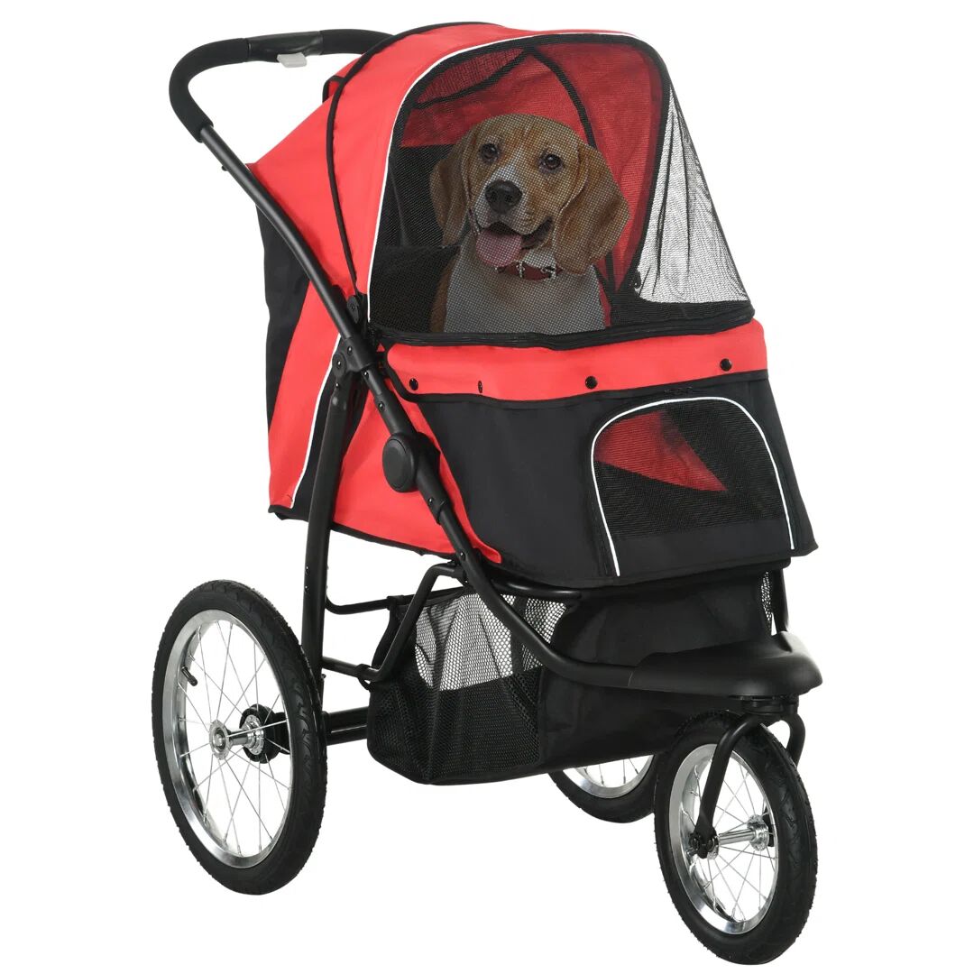 PawHut Pet Jogger Stroller brown/red 107.0 H x 111.0 W x 58.0 D cm
