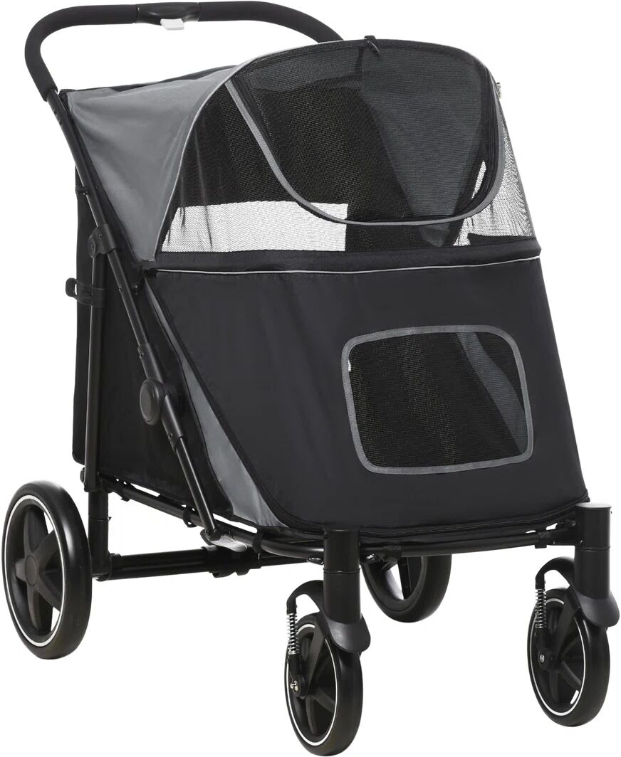 PawHut Pet Stroller black/brown 65.0 H x 112.0 W x 65.0 D cm