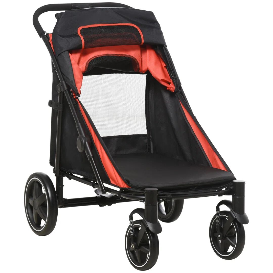 PawHut Pet Stroller brown 100.0 H x 112.0 W x 65.0 D cm