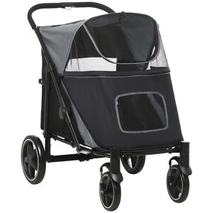 PawHut Pet Stroller black/brown 65.0 H x 112.0 W x 65.0 D cm