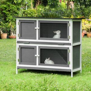 PawHut Weather Resistant Rabbit Hutch with Ramp Grey 91cm H X 100cm W X 47cm D