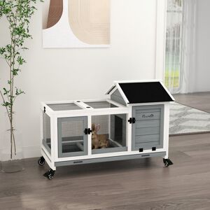 PawHut Weather Resistant Rabbit Hutch Grey 186.69cm H X 147.32cm W X 274.32cm D