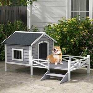 PawHut Dog Kennel House Grey Medium (20-50lbs)