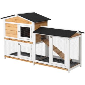 PawHut Weather Resistant Rabbit Hutch with Ramp Yellow 237.49cm H X 134.62cm W X 399.8cm D
