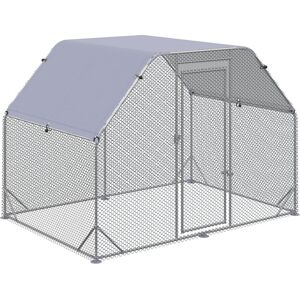 PawHut Chicken Run with Wire Mesh for up to 6 Chickens Silver 5.32m²
