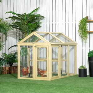 PawHut Chicken Coop Natural 106cm H X 140cm W X 88.5cm D