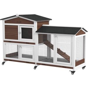 PawHut Weather Resistant Rabbit Hutch with Ramp Natural 252.73cm H X 134.62cm W X 399.8cm D