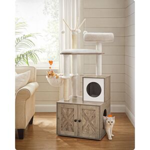 FEANDREA 140cm H Cat Tree Greige 140cm H X 50cm D