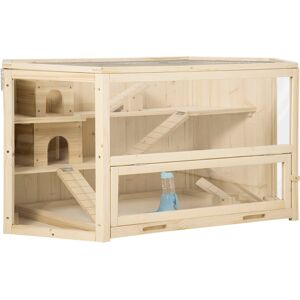 PawHut Hamster Cage Natural 55cm H X 115cm W X 60cm D