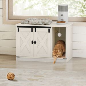 Lily Manor Cat Litter Box Enclosure, Hidden Litter Box Cabinet Furniture with Cat Bell, Indoor Cats House, Farmhouse Style, 80 x 50 x 53 cm, for Hallway, Bedroom White 53cm H X 80cm W X 50cm D Lily Manor Cat Litter Box Enclosure, Hidden Litter Box Cabinet Furniture with Cat Bell, Indoor Cats House, Farmhouse Style, 80 x 50 x 53 cm, for Hallway, Bedroom White 53cm H X 80cm W X 50cm D