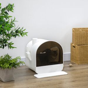 PawHut Plastic Litter Box Enclosure with Scoop White 47cm H X 44cm W X 43cm D PawHut Plastic Litter Box Enclosure with Scoop White 47cm H X 44cm W X 43cm D