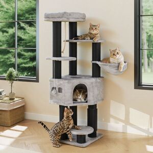 Archie & Oscar 157 H Cat Tree Black/Light Grey 157cm H X 50cm W X 50cm D Archie & Oscar 157 H Cat Tree Black/Light Grey 157cm H X 50cm W X 50cm D
