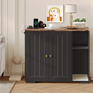Lily Manor Modern Farmhouse Hidden Cat Litter Box Enclosure with Mark Pad, Charging Station & Open Shelf – Dog-Proof Cat House Cabinet – Indoor Side End Table wi Black 83.6cm H X 100cm W X 66cm D Lily Manor Modern Farmhouse Hidden Cat Litter Box Enclosure with Mark Pad, Charging Station & Open Shelf – Dog-Proof Cat House Cabinet – Indoor Side End Table wi Black 83.6cm H X 100cm W X 66cm D